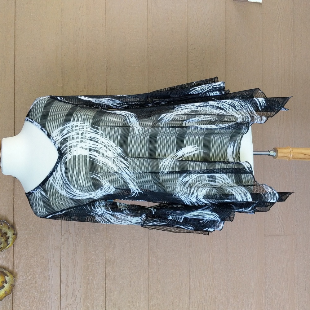 Dor Dor Couture Black and White Mesh Tunic Top Cover Up